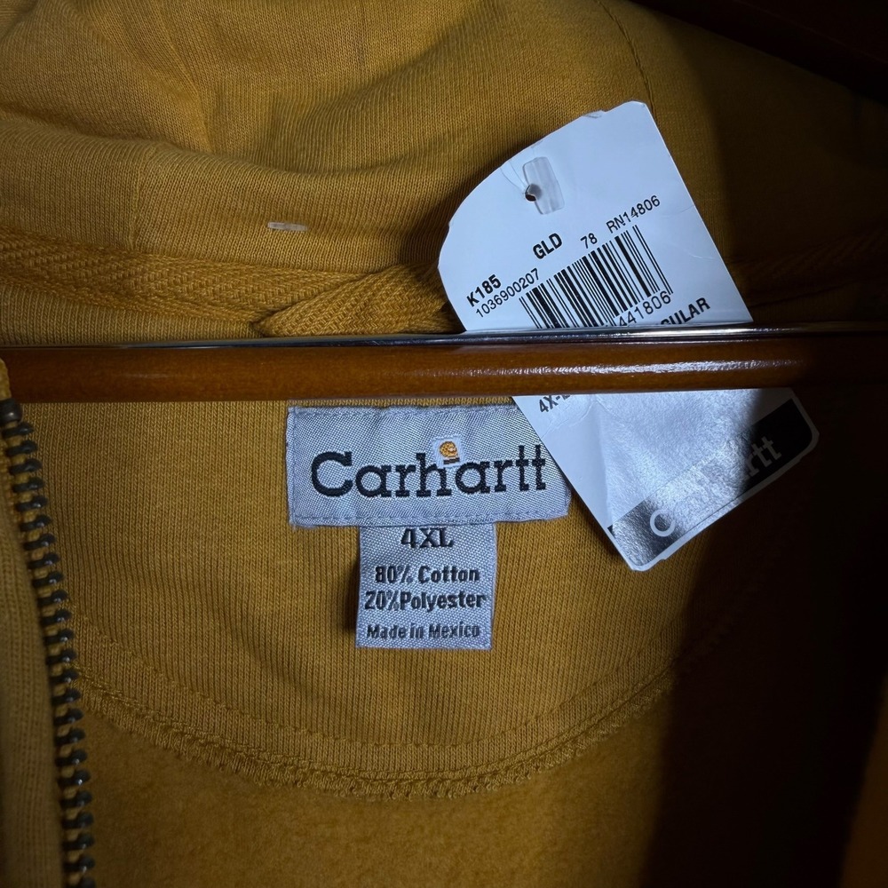 Carhartt K185 Heavyweight Full Zip Hoodie Gold Men's Size 4XL New With Tags - Picture 5 of 7